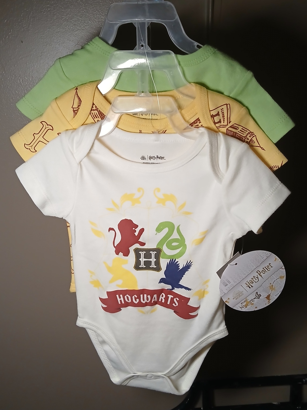 Set of 3 Harry Potter Baby Bodysuits - Officially Licensed - 3-6m